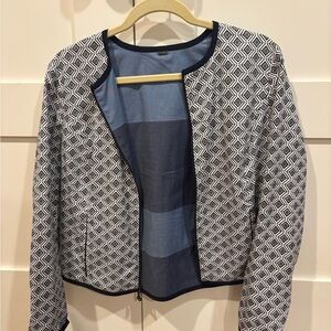 St. John Collection Black and White Jacket with Geometric Pattern